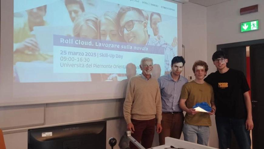 Gianluca Mastrolonardo, Stefano Raviola ed Emanuele Marzone, studenti del terzo anno del CdL in Informatica DISIT